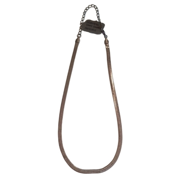 Jewelry - Stainless Steel Silver Herringbone Necklace 5mm Snake Chain 8" Hang Length